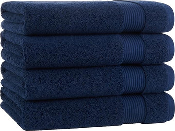 Arkwright Bath Towels Set of 4 - Super Soft 100% Cotton, 600 GSM Quick Dry & Absorbent, Luxury Bathroom Essentials for Hotels, Spa, Hosts, and Vacation Rentals, Lapis Navy