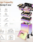 Profesional Rolling Makeup Train Case with Lid, 5 in 1 Cosmetology Case on Wheels, Large Cosmetic Trolley Organizer Travel for Hairstylist Artist Nail Beauty Salon Barber, Colorful