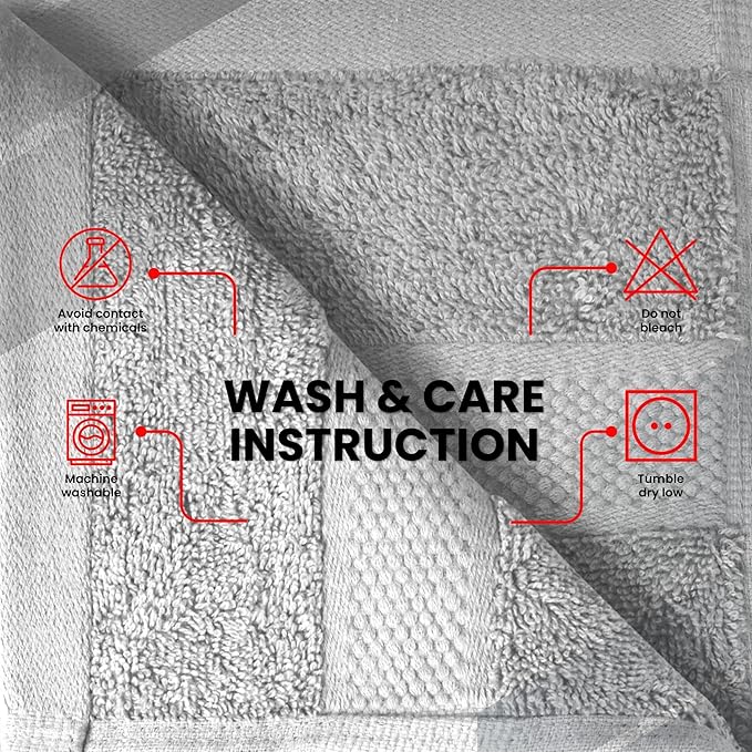 Infinitee Xclusives Luxury Wash Cloths for Showering [13x13] – 100% Cotton Washcloths [Pack of 12], Soft and Absorbent Face Towels for Bathroom Wash Clothes, Gym, and Spa (Charming Grey)