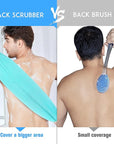 Evridwear Exfoliating Back Scrubber with Handles Two Sides for Body Shower Deep Cleans Skin Massages Invigorating Blood Circulation Men Women One Size (Angel Blue)