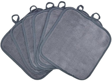 Makeup Remover Cloths for Face, Eye, Lips - Reusable Makeup Remover Pads Soft Microfiber Facial Cleansing Cloths 8 x 8 inch 6 Pack (Gray)