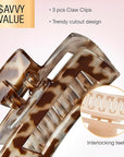 Scunci by Conair Hair claw clips - hair accessories for women - Ideal for fine hair - 3 inch - Tortortuise, Taupe, and Giraffe -3 Count