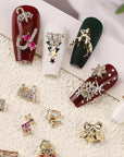 24PCS Large Christmas Nail Charms, 3D Alloy Big Christmas Gems Jewels Luxury Holiday Charms for Nails Design, Xmas Nail Art Bling Jewelry Shiny Crystal Diamonds for Women Holiday Manicure Decorations