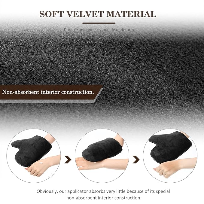 SATINIOR 4 Packs Self Tanning Mitt Applicators Double Sided Sunless Tanning Mittens Reusable Applicator Mittens Tanner Gloves with Thumb(Black)