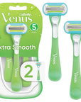 Gillette Venus Extra Smooth Green Disposable Women's Razors, 2 Count