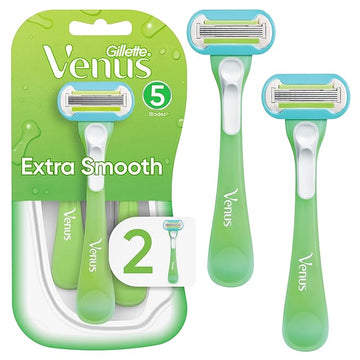 Gillette Venus Extra Smooth Green Disposable Women's Razors, 2 Count