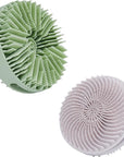 2 PC Silicone Exfoliating Body Scrubber, Silicone Body Shampoo Brush, Soft Silicone Loofah for Sensitive Skin, Shower Silicone Hair Scalp Massager, Easy to Clean, Lather Well(Gray&Green)
