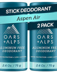 Oars + Alps Deodorant for Men & Women, Aluminum Free Deodorant for Men, Dermatologist Tested, Clean Ingredients, Vegan, Long Lasting, Odor Protection, Aspen Air, 2pk, 2.6oz