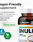BIO KRAUTER Inulin Powder Capsules - 1200 mg Strength - 100 Count - Fiber Supplement - Chicory Root Fiber Capsules for Digestive Support - Pure Soluble Fiber Supplements - Vegan Inulin Capsules