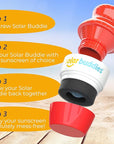 Solar Buddies Sunscreen Applicator - Single Red - Refillable Roll on Sponge Sunscreen, Suncream & Lotion Applicator For Kids, Adults & Families - Holds 3.4fl oz, Perfect Size for Travel
