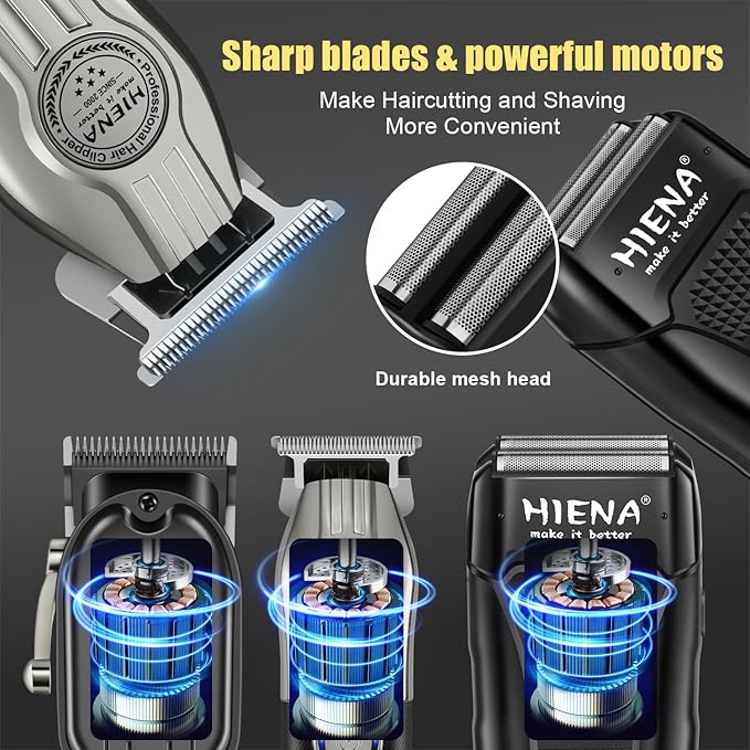 Hair Clippers for Men Professional Cordless Hair Clippers Electric Beard Trimmer and Foil Shaver Set Home Hair Cutting Kit Type-C Rechargeable for Barber Clippers with LED Display