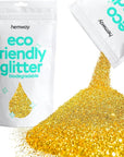 Hemway Eco Friendly Biodegradable Glitter 100g / 3.5oz Bio Cosmetic Safe Sparkle Vegan for Face, Eyeshadow, Body, Hair, Nail and Festival Makeup, Craft - Fine (1/64" 0.015" 0.4mm) - Gold