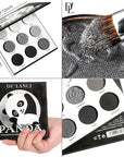 Afflano DL Gray Eyeshadow Palette Grey Black White Silver, Blendable Smokey Eye Eyeshadow for SFX Skull Goth Look Halloween Makeup Palette, Long Lasting Dark Eye Shadow Pallet - Panda