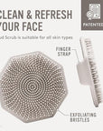 Sud Scrub® Antimicrobial Silicone Face Scrubber, 1 Pack, Gentle Face Exfoliator for Sensitive Skin, Eco Friendly Facial Cleansing Brush, Exfoliating Face Brush for Men and Women (Clay)