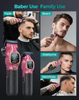 Professional Hair Clippers for Men, Professional Barber Clippers and Trimmer Set, Cordless Hair Clippers for Hair Cutting with Package Case, Powerful 9000 PRM Rechargable Electric Clippers
