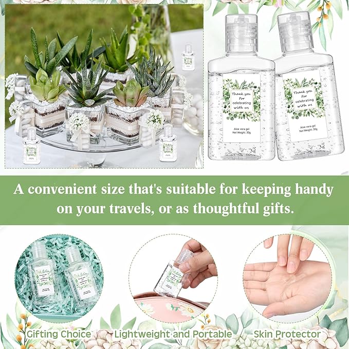 12 Pcs Mini Aloe Vera Gel Bulk for Summer Wedding Party 1oz Soothing Moisture Aloe Gel Bulk Travel Size for Thank You Gifts Summer Beach Wedding Party (Eucalyptus)