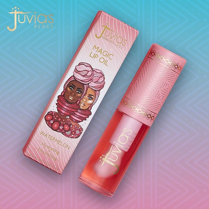 Juvia's Place Magic Lip Oil - Watermelon - Smooth, Hydrating with Vitamin E for Soft, Glossy, Juicy Lips - Infused with Fruit Extracts - Tinted, Shimmering, Lightweight & Non-sticky Lip Oil for Summer