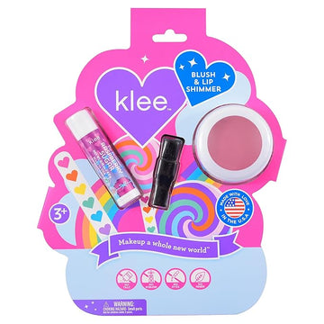 Klee Naturals Mineral Blush and Lip Shimmer Makeup Kit. Gentle and Non-Toxic. Kid-Friendly. Made in USA. (Seabreeze Spark)