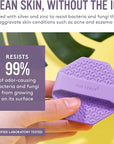 Sud Scrub® Antimicrobial Silicone Face Scrubber, 1 Pack, Gentle Face Exfoliator for Sensitive Skin, Eco Friendly Facial Cleansing Brush, Exfoliating Face Brush for Men and Women (Purple)