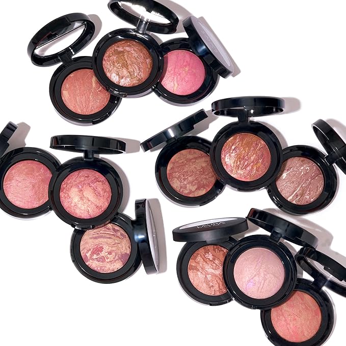 LAURA GELLER NEW YORK Baked Blush-n-Brighten Marbleized Blush + Angled Brush (02 Pink Buttercream, 47mm)