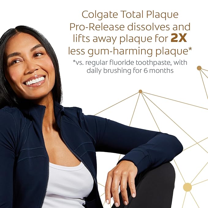 Colgate Total Plaque Pro Release Whitening Toothpaste, Whitening Anticavity Toothpaste, Helps Reduce Plaque and Whitens Teeth, 1 Pack, 3.0 Oz Tube