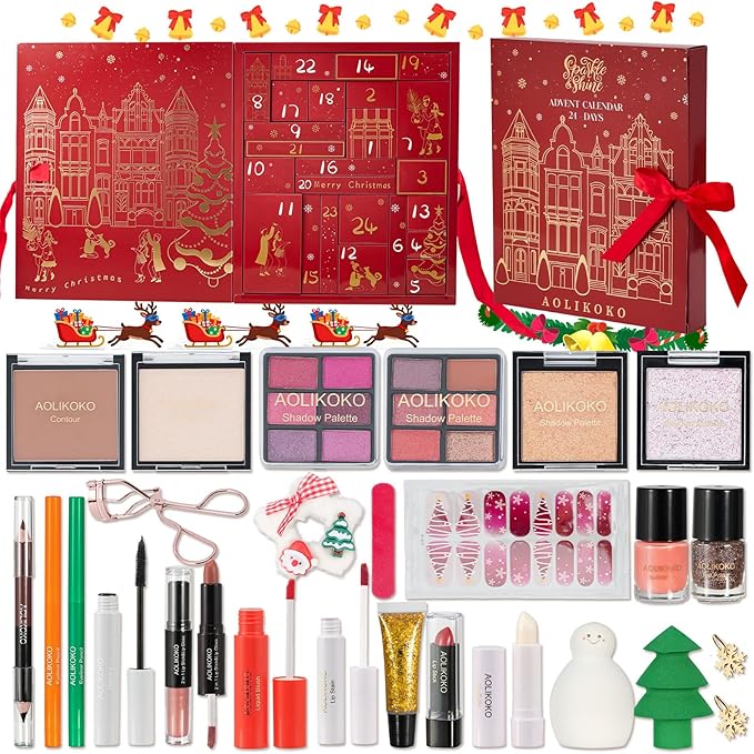 Makeup Advent Calendar 2025 for Women & Teen Girls, Xmas Countdown Calendar, 24 Days Christmas Gift Sets Full Makeup Kit Gift