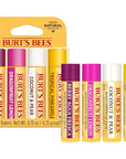 Burt's Bees Lip Balm - Berry Agua Fresca, Dragonfruit Lemon, Coconut & Pear, Tropical Pineapple Pack, With Beeswax, Tint-Free, Natural Origin Lip Treatment, 4 Tubes, 0.15 oz.