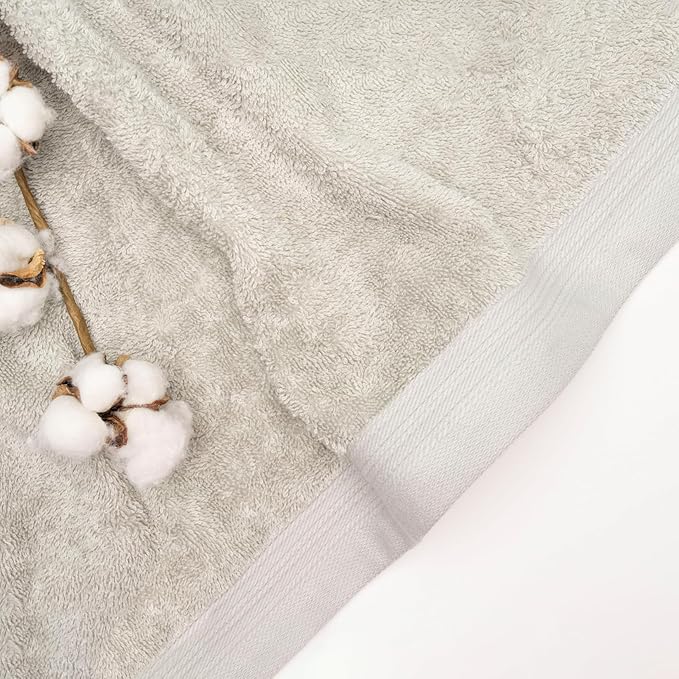 100% Cotton Washcloths Set 13” x 13” | Silver Towels | Set of 6 Ultra Soft and Highly Absorbent Washcloths Sets for Bathroom, Gym, Spa | Machine Washable Face Towel