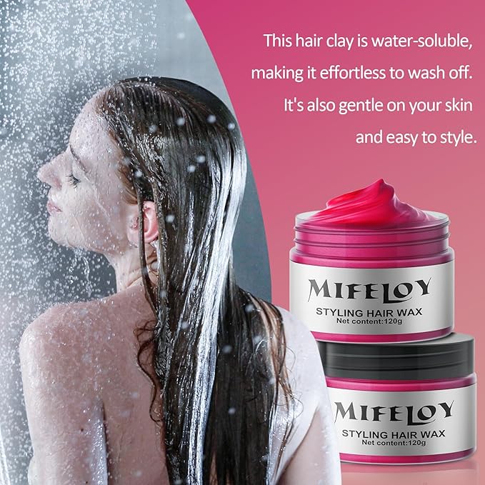 Red Temporary Hair Color Wax, Instant Natural Hairstyle Cream Dye, Washable Styling Pomades for Girls Women Youth, Disposable Coloring Mud for Party Cosplay DIY Halloween