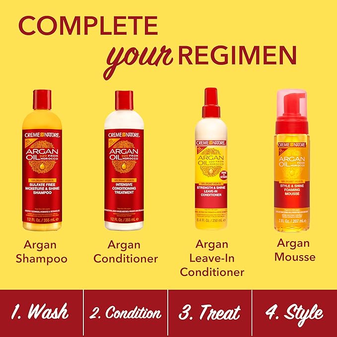 Creme of Nature Argan Oil Shampoo, Moisture & Shine Shampoo, Sulfate Free Hair Care Formula, Nourishes, Hydrates, Detangles, 12 fl. oz.