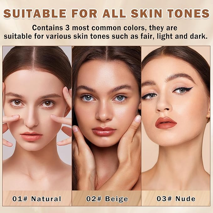 Magic Minerals Airbrush Foundation Full Coverage Foundation for Smooth Nude Finish,Moisturizing Airbrush Flawless Setting Spray Waterproof with Brush and 2 Powder Puffs (05 Nude)