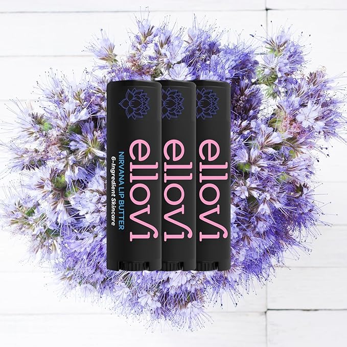 Ellovi Natural Lip Butter Lip Balm - Nirvana - Pure Enough to Eat - Made With Just 6 Vegan Ingredients - 100% Natural & Organic Moisturizing Lip Care for All Day Hydration (3-Pack)