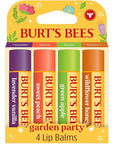 Burt's Bees Christmas Gifts - Garden Party Lip Balm Set for Stocking Stuffers, With Responsibly Sourced Beeswax, Natural Origin Lip Treatment, 4 Tubes, 0.15 oz.