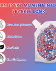 MEICOLY Red White and Blue Face Body Glitter,Sparkle Patriotic Pride Chunky Hair Glitter for Kids Women,4th of July Accessories Outfits for Women