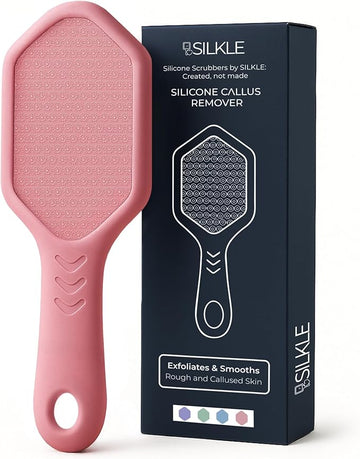 Silicone Foot Callus Remover - Nano Glass Foot File for Dead Skin and Cracked Heels - Callus Remover for Feet & Hard Skin - Ergonomic Foot Scrubber & Exfoliator for Soft, Smooth Feet - Pink