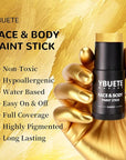 Gold Face Body Painting Stick, Professional Gold Full-coverage Cream Face Paint for Halloween SFX Cosplay Makeup, Washable Eye Body Stick for Adult Costume Party