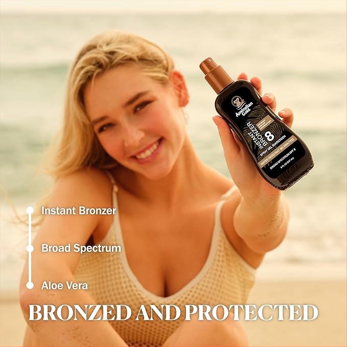 Australian Gold Spray Gel Sunscreen with Instant Bronzer SPF 8, 8 Ounce