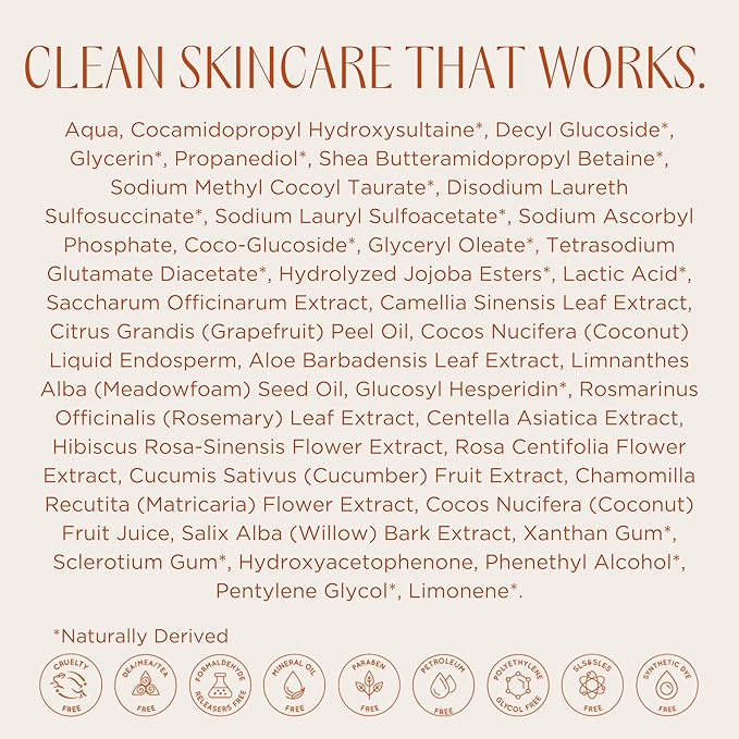 InstaNatural Vitamin C Cleanser Face Wash, Brightens and Reduces Signs of Aging, Fine Lines and Uneven Texture, with Coconut Water and Aloe Vera, 6.7 FL Oz