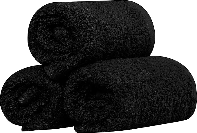 Utopia Towels 60 Pack Cotton Washcloths Set, 100% Ring Spun Cotton, Premium Flannel Face Cloths, Highly Absorbent and Soft Feel Fingertip Towels, Black