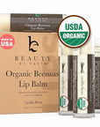 Organic Lip Balm - 4 Pack Beeswax Vanilla Natural Chapstick