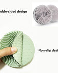 2 PC Silicone Exfoliating Body Scrubber, Silicone Body Shampoo Brush, Soft Silicone Loofah for Sensitive Skin, Shower Silicone Hair Scalp Massager, Easy to Clean, Lather Well(Gray&Green)