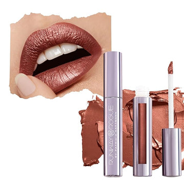 Runway Rogue Silk Glam Liquid Lipstick, Long Wear Frosted Rich Golden-Bronze Lipstick, ‘Film Noir’