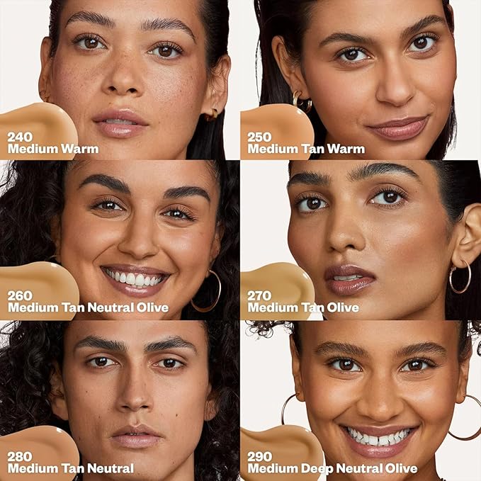 Kosas Revealer Skin-Improving Foundation with SPF 25 Protection - Hydrate, Brighten, Soothe, Plump, Protect Skin - Smoothing Texture, Natural Finish and Clean Formula - Medium Tan Neutral Olive 260