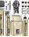Professional Hair Clippers for Men,Cordless Barber Clippers and Trimmers Set,Beard Trimmer for Men，Electric Razor Foil Shavers for Ear, Face, Nose, Barber Kit with LCD Display (Bronze)