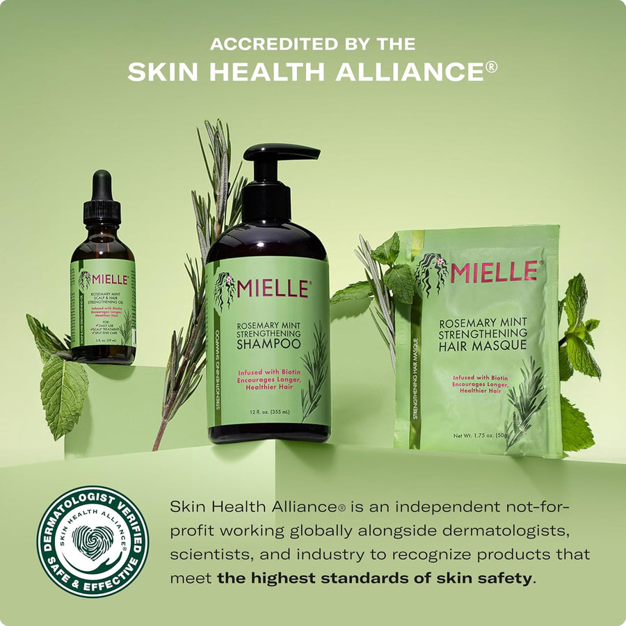 Mielle Organics Rosemary & Mint Light Hair Oil, Split Ends & Dry Scalp Treatment - Infused with Biotin & Essential Oils for Strengthening, Soothing, Moisturizing & Encouraging Longer Hair (2 Oz)