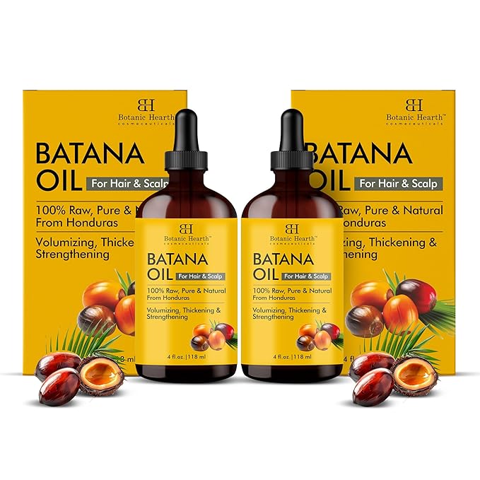 Botanic Hearth 100% Pure Batana Oil For Hair Growth | Infused with Batana Kemel Oil | Hair Oil Repairs Dry Damaged Hair, Strengthening, Healthier - Hair Tonic, 4.0 fl oz (pack of 2)