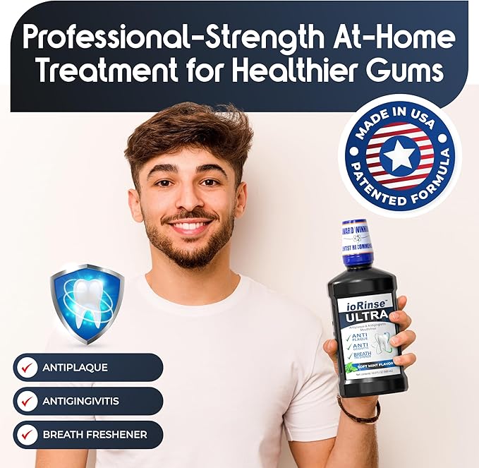 ioRinse Ultra Mouthwash is The Choice of 1,000s of Dentists as The Mouth Wash for Adults and Kids Oral Care and Hygiene. It's an Alcohol Free, Bad Breath Treatment and Gum mouthwash with Xylitol.