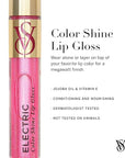 Victoria's Secret Color Shine Lip Gloss in Electric, Jojoba Oil & Vitamin E,