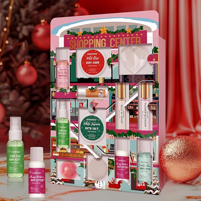 Beauty Advent Calendar 2025 for Adults Women & Teen Girls, 12 Days Bath and Body Christmas Gifts Sets for Women, 12pcs Spa Gift Baskets for Her, Skincare Beauty Gifts Box Kit