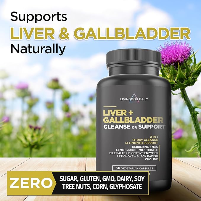 Livingood Daily Intestinal Cleanse, para & Candi Cleanser or Support (56 Vegetarian Capsules) - Support Heart, Skin, & Gut Health - Non-GMO, Gluten-Free, & Vegan